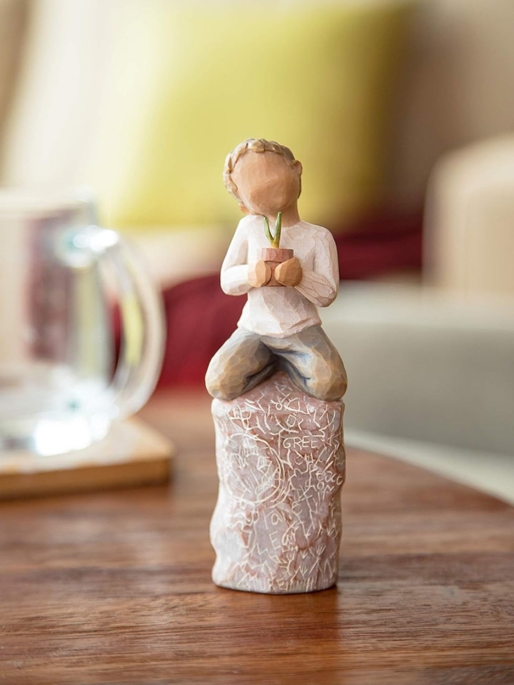 Willow Tree figurine in cream, tan, brown, green